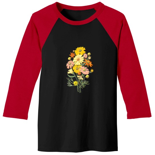 Discover happy wildflowers on navy art by jen montgomery jen montgomery transparentt Classic Baseball Tees