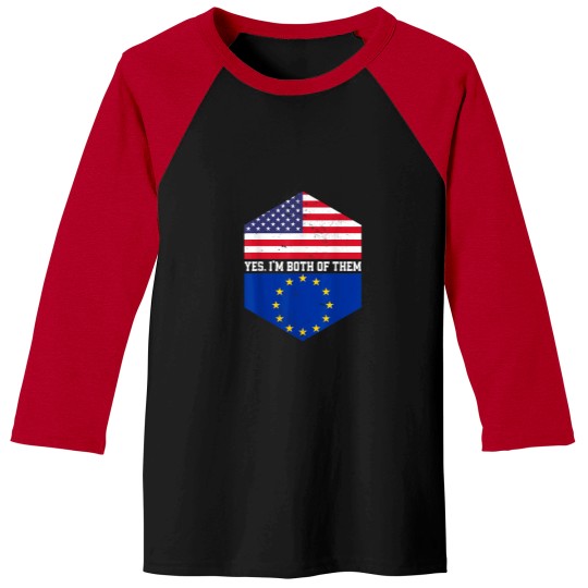 Discover Half American Half European USA Flag European Un Baseball Tees