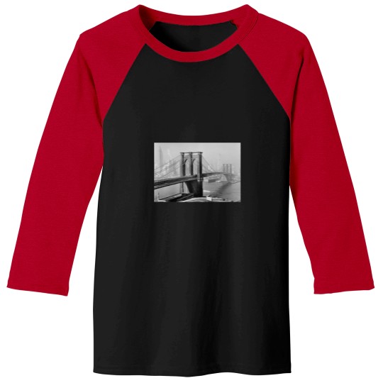 Discover 1940_s Bridge Black and White Daytime Photograph Baseball Tees