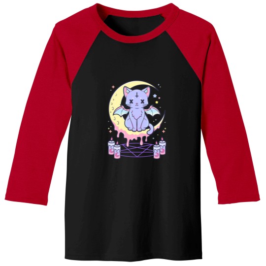 Discover Kawaii Pastel Goth Cute Creepy Occult Cat Baseball Tees
