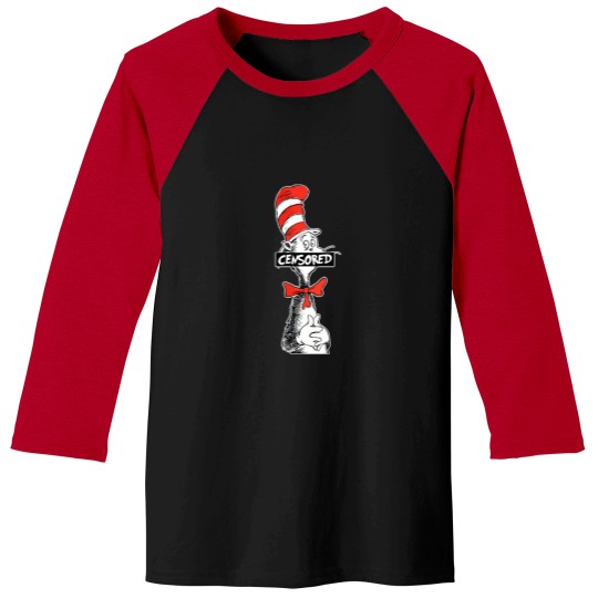Discover Seuss Geisel  CENSORED Cat in stovepipe hat Baseball Tees