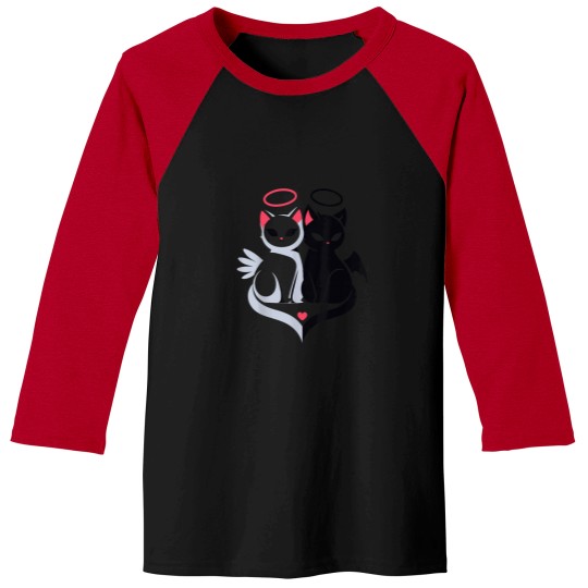 Discover Angel And Demon Cats Love Valentine 39 S Day Whi Baseball Tees