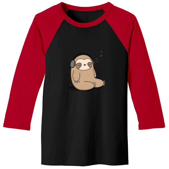Discover Kawaii Cute Sloth Listening To Music Baseball Tees