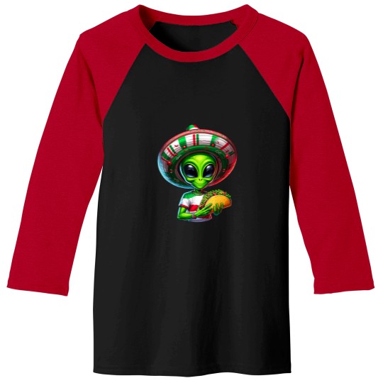 Discover Alien Taco Cinco De Mayo Men UFO Mexico Flag Som Baseball Tees