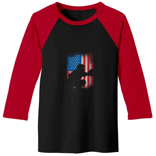 Discover American flag baseball catcher design USA flag b Baseball Tees