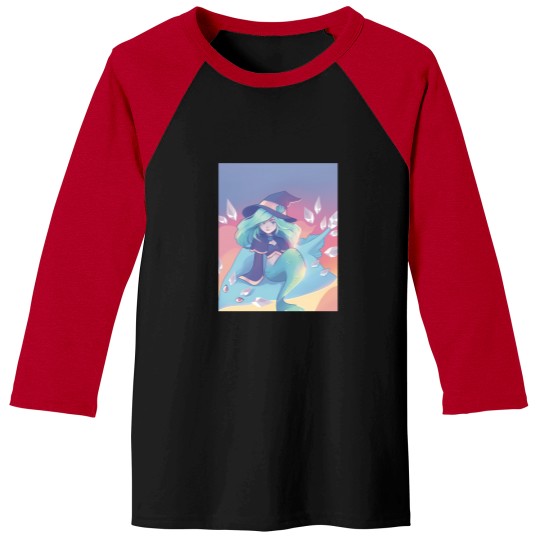 Discover Mermaid Ice Witch Flying At Sunset On Her Skate Familiar 1 Baseball Tees