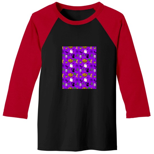 Discover Spooky Cute Halloween Pattern Baseball Tees