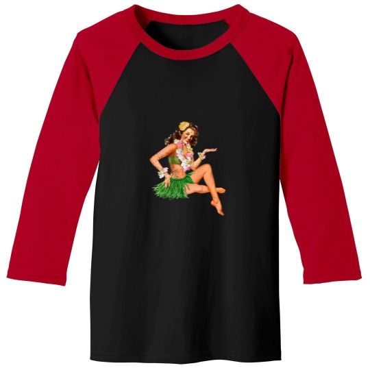 Discover Hawaiian Hula Girl Baseball Tees