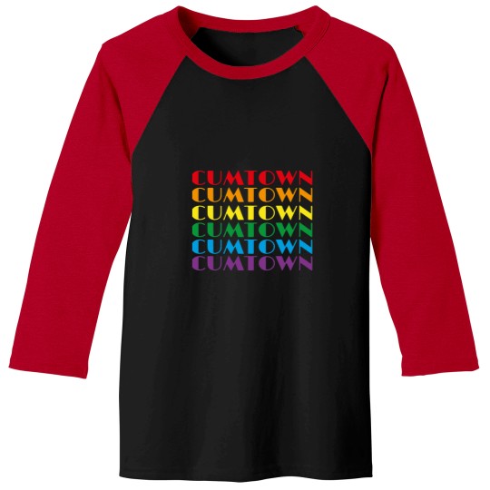 Discover Cum Town in Rainbow Colors Baseball Tees