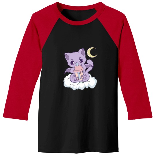 Discover Kawaii Pastel Goth Cute Creepy Witchy Cat Boba Anime Kitten Baseball Tees