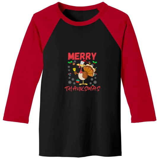 Discover Merry Thanksmas Funny Thanksgiving and Christmas 2024 Combo Baseball Tees