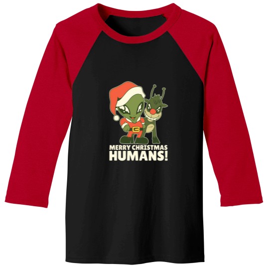 Discover Alien With Reindeer Extraterrestrial Christmas Greetings Baseball Tees