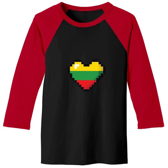 Discover Lithuania Flag Heart Pixel Art Baseball Tees