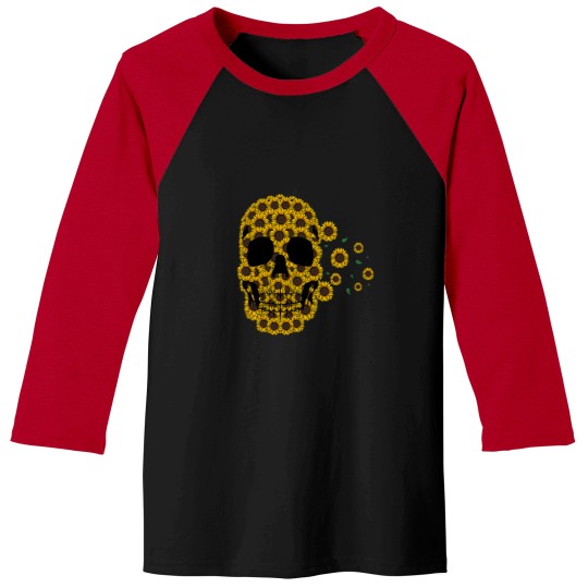 Discover Sunflower Skull Lazy Halloween Costume Cute skeletonss Baseball Tees