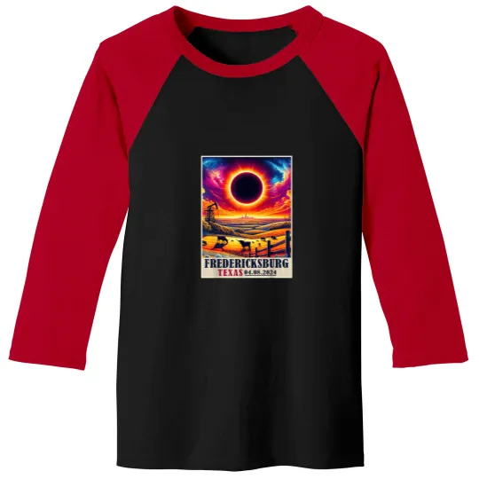 Discover Fredericksburg Texas Total Solar Eclipse 2024 Baseball Tees