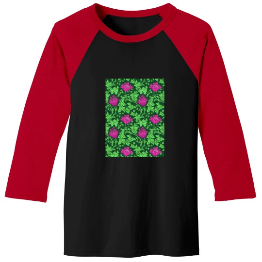 Discover William Morris Anemone, Emerald Green and Fuchsia Baseball Tees