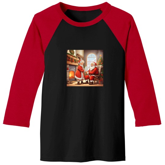 Discover Santa Claus And Mrs. Claus Baseball Tees