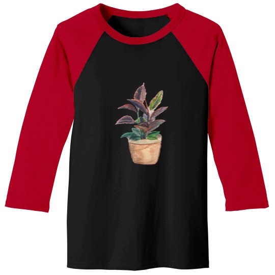 Discover Watercolor Rubber Tree Plant .png Baseball Tees