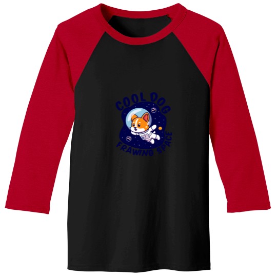 Discover Space Dog - Cool Dog Frawing Space Gift Baseball Tees