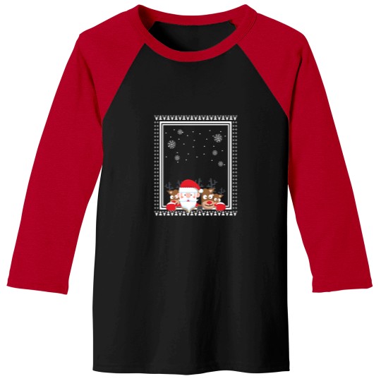 Discover Santa And Deer Christmas Ugly Sweater Style Baseball Tees