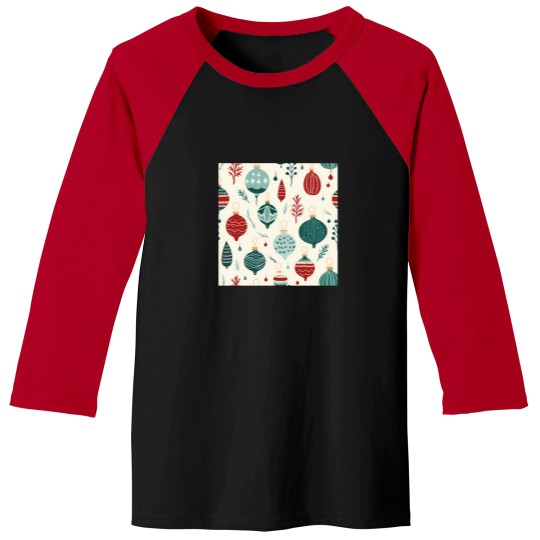 Discover Christmas Decoration Pattern Christmas Tree Balls Baseball Tees
