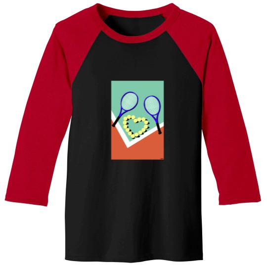 Discover Cute And Colorful Tennis Court With Tennis Ball In A Heart Shape Baseball Tees
