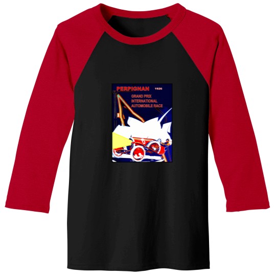 Discover Perpignan Vintage Grand Prix Auto Advertising Print Baseball Tees