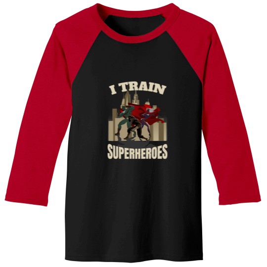 Discover I Train Superheroes Personal Trainer Baseball Tees