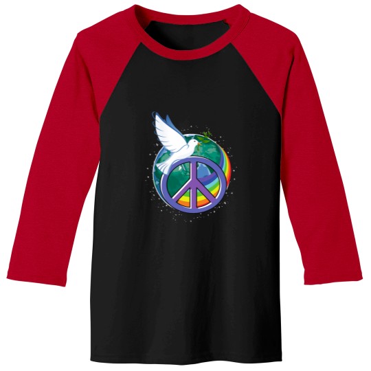 Discover peace dove peace sign peace rainbow V-Neck Baseball Tees