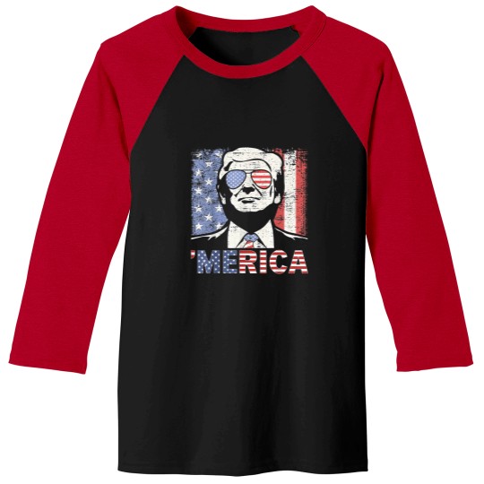 Discover 'merica trump happy 4th of july trump american flag 1 Baseball Tees