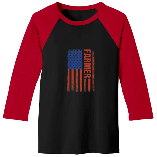 Discover usa flag farmer farm farming ranch tractor agriculture Baseball Tees