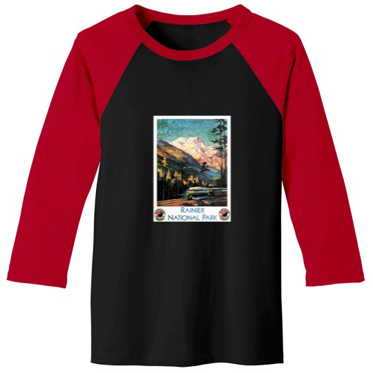 Discover Rainier National Park Old Railway Northern Pacific Baseball Tees