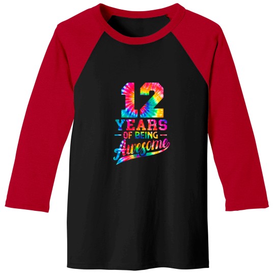 Discover 12 Years Old 12th Birthday Tie Dye Being Awesome Men Women Baseball Tees