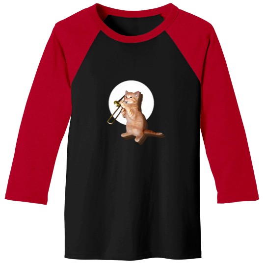 Discover Trombone Cat Baseball Tees