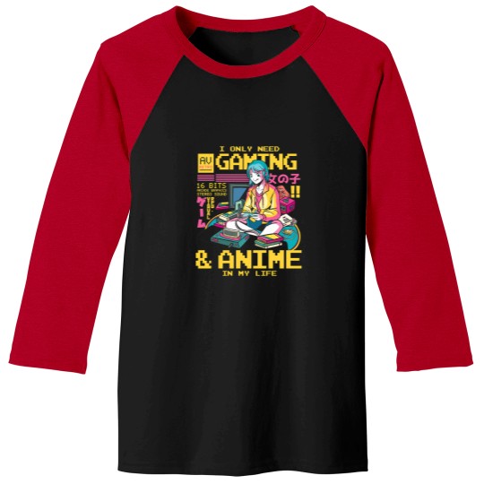 Discover I Only Need Gaming And Anime Japanese Manga Video Gamer Gear Baseball Tees
