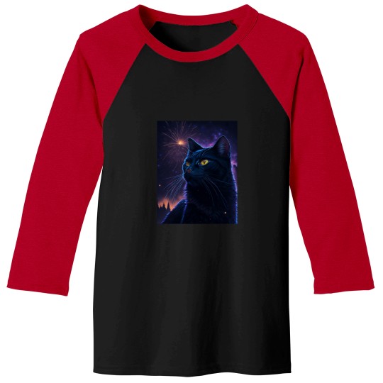 Discover black catss Fireworks Baseball Tees
