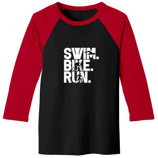 Discover Triathlon Triathlete Swimming Cycling Running Baseball Tees