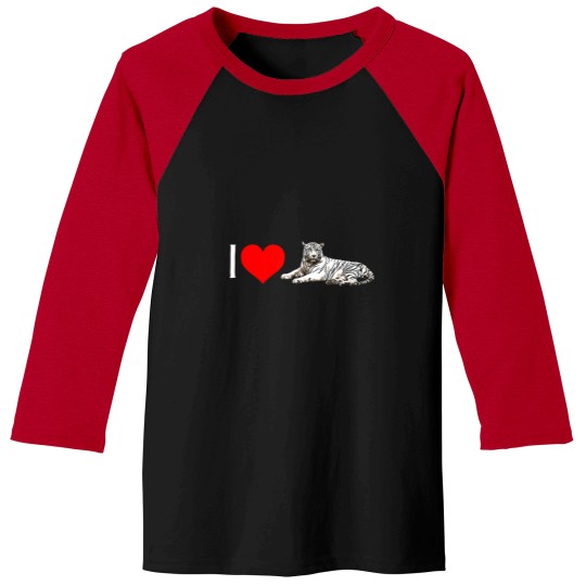 Discover I Heart White Tigers! Minimalist Vintage Wildlife [logo] Baseball Tees