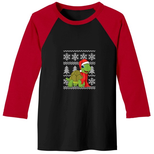 Discover Turtle Santa Hat Scarf Ugly Christmas Sweater Ho Baseball Tees