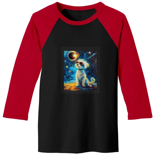 Discover Total Solar Eclipse Maltese Dog Baseball Tees