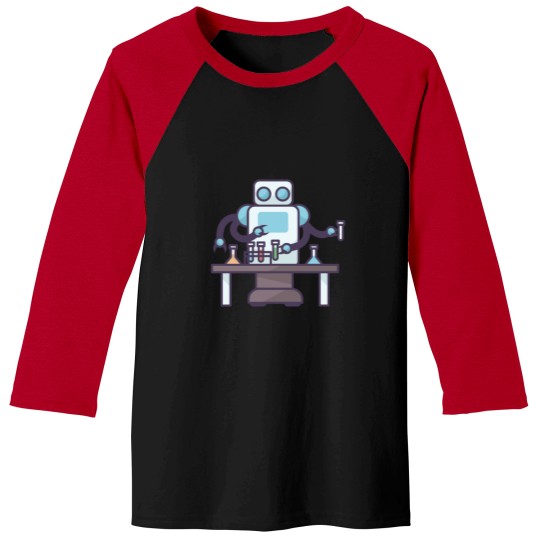 Discover Robot Holding Test Tubes Baseball Tees