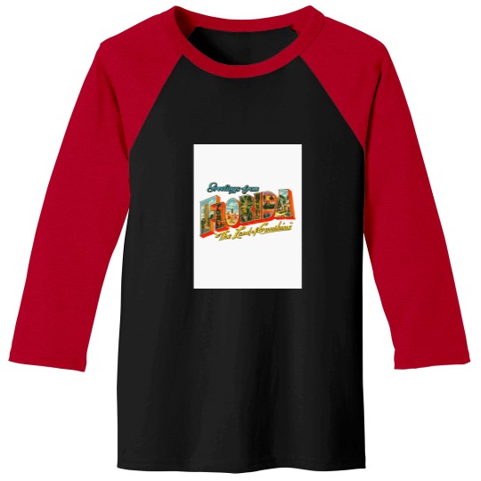 Discover Greetings from Florida, The Land of Sunshine Baseball ¾ Sleeve T-Shirt Baseball Tees
