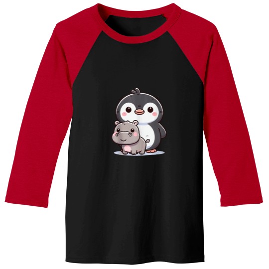 Discover Adorable Pesto the Penguin and Moo Deng the Hipp Baseball Tees