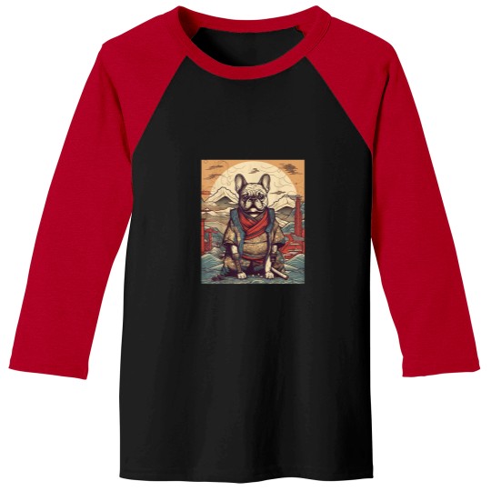 Discover Vintage Japanese Art Samurai French Bulldog.png Baseball Tees