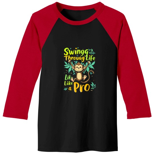 Discover monkey swinging through life like a pro monkey day Baseball Tees