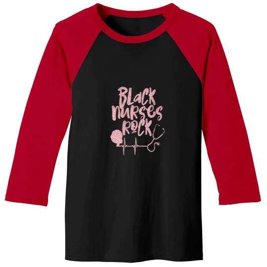 Discover Womens Black Nurses Rock Afro Rose Heartbeat RN Baseball Tees