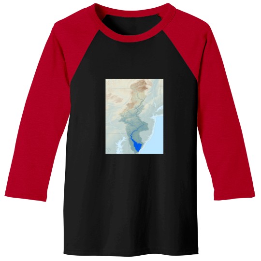 Discover Delaware River Watershed Map - Raw Landscape 619 Baseball Tees