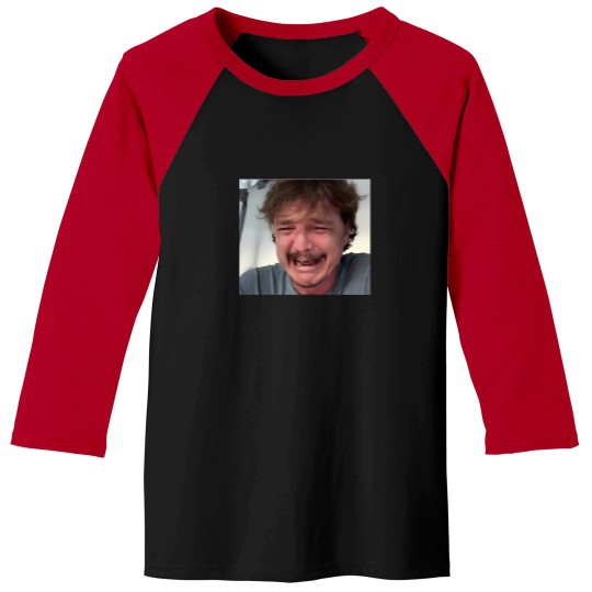 Discover Crying Pedro Pascal Funny Meme Sticker 2308 Baseball Tees