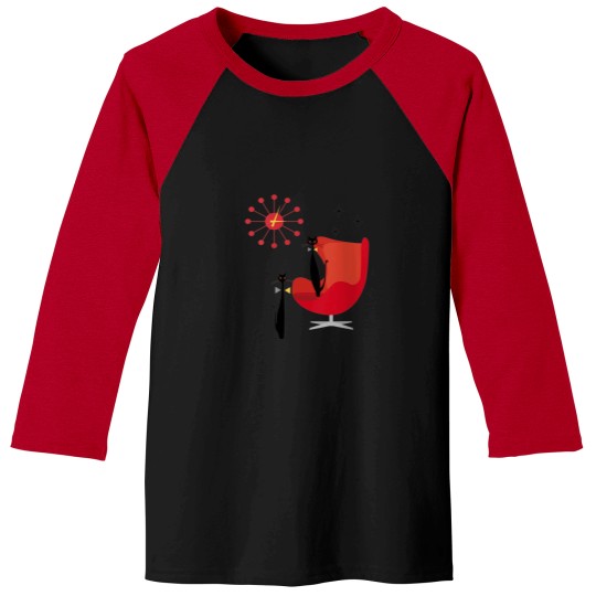 Discover Womens Mid Century Modern Cool Cats With Red Cha Baseball Tees