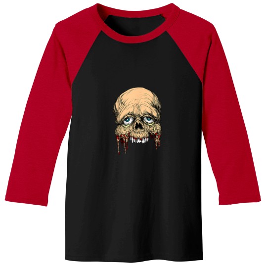 Discover Half Face zombie skull Horror Art T shirt Baseball Tees